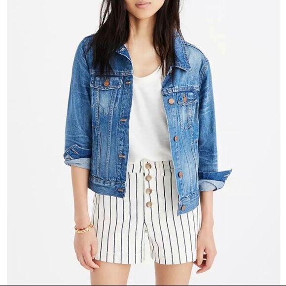 Madewell Emmett Button Front Striped Shorts - Picture 1 of 6